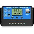Miniatyrbillede 1 af 5: Solcelleladningsregulator, Dobbelt USB-porte Intelligent Solpanel Batteriregulator, Multifunktionel Justerbar LCD-skærm Gadelysregulator