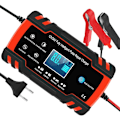 Miniatyrbillede 1 af 5: 8A 12V/24V smart bil- og motorcykelbatterilader, bilbatterilader vedligeholdelse, 3-trins batterilader og autoreparation funktion.