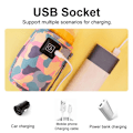 Miniatyrbild 5 av 5: Universell USB-mjölkvarmare Resväska för barnvagn Isolerad bärbar amningsflaskvärmare Kamouflage-vit