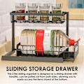 Miniatyrbillede 4 af 5: Under Sink Organizers & Opbevaring 2 Tier Badeværelse Vask Organizer Under Køkken, Skydedør