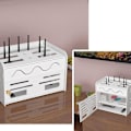 Miniatyrbillede 3 af 5: Hængende og stående router opbevaringsboks Vaskbar Wifi Router Skab Flip Låg Router Stativ Dekorativ Træ Router Boks Skjult Boks til Kabel TV Væggen