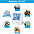 Miniatyrbild 5 av 5: Termometer hygrometer inomhus, fuktighetssensor inomhus väderstation, intelligent bakgrundsbelysning, klocka, datum, ℃/℉ omkopplingsbar, hemtermometer hygromet