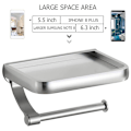Miniatyrbillede 5 af 5: Toiletpapirholder med hylde, rustfrit aluminiumsrulleholder med hylde til alle mobiltelefoner sort