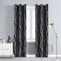 Miniatyrbilde 2 av 5: Blackout-gardiner 52 x 84 tommer 2 paneler Termisk isolerte ringgardiner, Svart