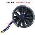 Miniatyrbillede 2 af 5: 64Mm 3500KV 4S 11-Bladet EDF Fjernstyret Fanpropel med Børsteløs Motor til JET RC Fly Drone Model Reservedele