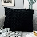 Miniatyrbillede 1 af 5: Fløjlsbetræk til puder 30x50cm til stue sofa - Sæt med 6 ensfarvede firkantede pudebetræk til soveværelsesdekoration, Sort