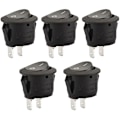 Miniatyrbild 1 av 5: 5-pack Runda Vaggväljare - 2 SPST-terminaler, 6 A, 250 VAC, UL, VDE - Svart