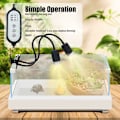 Miniatyrbillede 5 af 5: Dobbelthoved skildpadde varmelampe, 25W+50W krybdyr skildpadde lampe E27 UVA+UVB skildpadde lampe med 2 solpære og timer til skildpadder repti