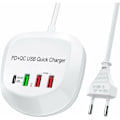 Miniatyrbild 1 av 5: USB C Snabbladdare, USB PD QC 3.0 Snabbladdare 4 Port Multipel USB Strömadapter för Iphone iPad