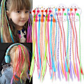 Miniatyrbillede 1 af 5: 24 stk. børne hårextensions med hårklemmer Clip-on neon hår flet extensions