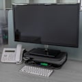 Miniatyrbild 2 av 5: Datormonitorstativ med två fack, svart färg