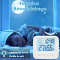 Miniatyrbild 2 av 5: Termometer hygrometer inomhus, fuktighetssensor inomhus väderstation, intelligent bakgrundsbelysning, klocka, datum, ℃/℉ omkopplingsbar, hemtermometer hygromet