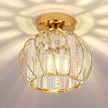 Miniatyrbillede 1 af 5: Moderne Krystal Loftlampe E27 LED Mini Krystal Lysekrone Loftlampe til Køkken Spisestue Soveværelse Gang Indgang (guld)