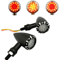 Miniatyrbild 1 av 5: 2 st Universal Motorcykel LED Broms Blinkersljus för Cruiser Chopper Indikatorljus (Svart)