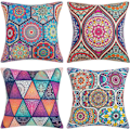 Miniatyrbillede 1 af 5: Pudebetræk 40x40cm Bohemian Mandala Blomster og Etnisk Stil Pudebetræk Bomuld Linned Dekorativt Firkant Pudebetræk til Sofa Hjem Stue Pil