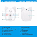 Miniatyrbillede 4 af 5: Bærbar Babysitter V30 2.4GHz Audio Monitor Digital Stemmeudsendelse Dual Talk Nattelys Hvid EU Stik
