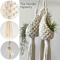 Miniatyrbillede 5 af 5: Boho Makrame Luftplanteophæng Tillandsia Hængekurv Rebholder Blomsterindretning (13CM)