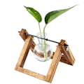 Miniatyrbild 5 av 5: Träställ Transparenta Glasväxtbehållare Stående Hydroponisk Växt Blomkruka Heminredning Dekor (Stativ med 1 Kruka)