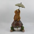 Miniatyrbillede 5 af 5: Skildpadde Statue Have Statue Kanin Paraply Harpiks Dyr Statue Harpiks Håndværk Dekoration