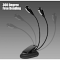 Pikkukuva 5 / 5: Musiikkitelineen lamppu, 6 LED / 8 LED Mini kaksoispäälamppu säädettävällä klipsillä USB-kaapelilla lukemiseen/kirjaan/pöydälle/sängyn vierelle