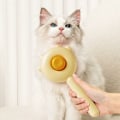 Miniatyrbilde 4 av 4: Hundefrisørbørste kjæledyrkam katt åpen knutekam hund avfellingspinnkam rustfritt stål hårkam Gul