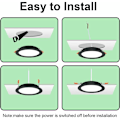Miniatyrbilde 4 av 5: Sett med 10 ekstra flate svarte nedfelt LED-spotlys, 500LM 7W runde taknedfelt LED = 50W glødelampe, varmt lys 3000K, AC 220-240V, IP44, innendørs