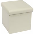 Miniatyrbild 1 av 5: Kubformad pall med fällbart förvaringsutrymme, brun konstläder, 30X30X30cm (Beige-1)