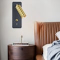 Miniatyrbillede 4 af 5: LED Vægskinne Minimalistisk Nøgleafbryder USB Opladning Sort Guld Neutral Belysning Vægskænke til Sengen 85 til 265V