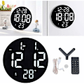 Miniatyrbild 5 av 5: LED Digital Klocka, Modern Rund Klocka Stativ Väggmonterad, 12 Timmars USB-driven Tyst Klocka, för Vardagsrum, Sovrum, Klassrum, Kontor