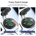 Miniatyrbilde 3 av 5: Dual Port USB-billader for biluttak QC3.0 12V/24V ladeadapter med LED digital voltmeter berøringssvitsj A
