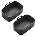 Miniatyrbilde 1 av 5: 2 stk. Gjenbrukbare Luftfrityr-Silicone Pot Fryer Liner Foldbar Kurv Stativ med Håndtak Svart