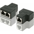 Pikkukuva 1 / 5: RJ45 CAT6 LAN Ethernet-portin jakaja-adapteri 1 - 2, kaksi naarasliitäntää, 2 kpl, musta