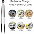 Miniatyrbillede 4 af 5: Professionelle Køkken Tænger, Grill Tænger i Rustfrit Stål og Silikon Mad Kegle, Varmebestandige Køkken Tænger - 22 cm Sort-Fei Yu