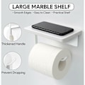 Miniatyrbillede 3 af 5: Toiletpapirholder i marmor med hylde, toiletrulleholder, skruevægmontering, toiletpapirholder i rustfrit stål med opbevaring til badeværelse og