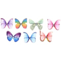Miniatyrbillede 3 af 5: 250 stk. Gradient Farve Organza Stof Butterfly Applikationer 38mm Gennemsigtig Chiffon til Fest Dekoration, Dukke Pynt