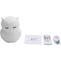 Miniatyrbillede 2 af 5: Ugle LED Nattelys Touch Sensor Fjernbetjening 9 Farver Justerbar Timer Genopladelig Silikone Lampe