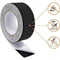 Miniatyrbillede 3 af 4: Antislip tape, Antislip strimler med antislip klæbebånd til trapper, trin, gulve, Stærk antislip tape, Selvklæbende, Sort (5 cm x 10 m, Bla