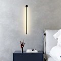 Miniatyrbilde 4 av 5: Innendørs vegglampe 60 cm roterbar nesten 360° LED ultra tynn vegglampe varm hvit moderne svart vegglampe for soverom stue trapp gang