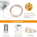 Miniatyrbillede 3 af 5: 2 Pak 16ft 50 LED Fejelygter Batteridrevet Jul, Have, Soveværelse Dekoration (Fjernbetjening) - Varmt Hvid