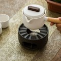 Miniatyrbilde 3 av 5: Keramisk tekannevarmer med skje Kaffe og tevarmer med lysholder for oppvarming av kaffe Tekannevarmer (svart)