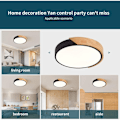 Miniatyrbillede 3 af 5: LED Loftlampe, 24W Indbygget Loftlampe Sort Varmt Lys Ø30CM 2400LM 3000K Moderne Ultra-Tynd Rund Træbelysning Armaturer til Soveværelse Stue