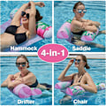 Miniatyrbillede 3 af 5: Hængekøje Flydere til Voksne - 2 stk. Oppustelige Hængekøjer til Swimmingpools 4 i 1 Pool Lounger Saddel Drifter Bærbar Vandflyder til Rejser (Flamingo
