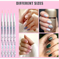 Miniatyrbild 4 av 5: 5 st 7/9/11/15/20 mm nagelborste set, akryl kristall liner borste nagelkonst nylon borsthuvud nagelverktyg för DIY-design