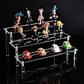 Miniatyrbillede 4 af 5: Klar akryl display stativ, 3 niveauer klar trappe hylde, akryl display stativ samling, til figur display, neglelak, kosmetik--