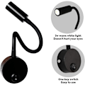 Miniatyrbillede 2 af 5: 2 stk. Sorte Vægrelæselamper 3W, Fleksibel Justerbar Hals Vægrelampe Aluminium Skrivebordslampe, Natlampe med Afbryder LED Øjenpleje