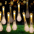 Miniatyrbilde 1 av 5: Solcelled Utendørs Lyslenke, 7m 50 LED Vann-Dråpe Solcelled Lyslenke, 8 Moduser Vanntette Utendørs Solcelled Lyslenke for Hagefest Jul (Var