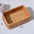 Miniatyrbild 3 av 5: Handvävd Rattan Korg, Frukt Te, Snacks, Bröd, Rektangulär Kosmetisk Förvaringslåda, Hushållsartiklar M