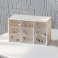 Miniatyrbillede 3 af 5: -Venlig Desktop Clear Plastic Opbevaringsboks Skabe til Små Genstande Makeup Event Organizer-4 Celler Brun