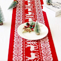 Miniatyrbillede 4 af 5: Julebordløber, rød linnedbordløber med hvidt rensdyrsdesign, skridsikker, 11\" x 108\"