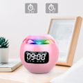Miniatyrbilde 5 av 5: Trådløs Bluetooth-høyttaler lydboks klokke alarmklokke farge nattlys med mikrofonadapter USB 5.0 versjon klokke rosa